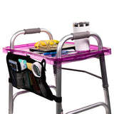 StrongArm Clear View Walker Tray + Bag + Non-Slip Mat & Cup Holder, Tray for Folding Walkers, Food Tray, Walker Accessories, Tray Table for Standard Adult Walkers (Purple)