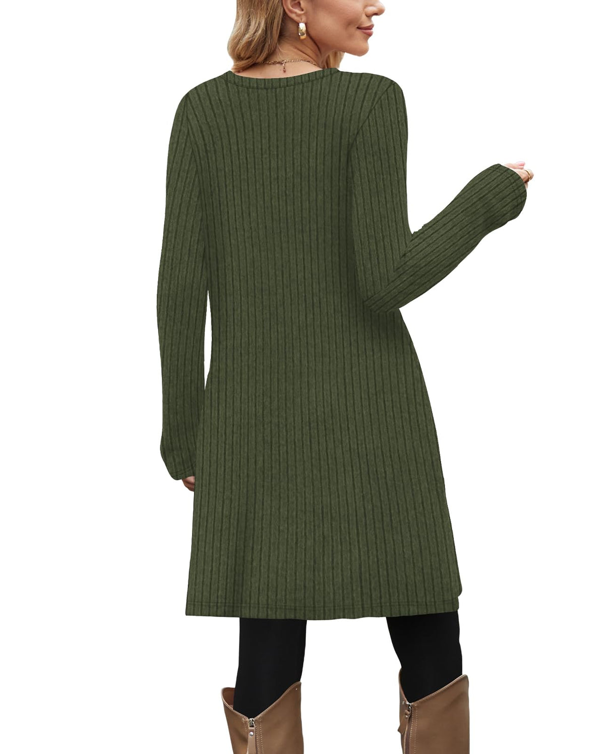 OFEEFAN Long Sleeve Sweater Dress for Women Holiday Dresses for Women Christmas Green XL