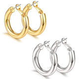 sovesi Chunky 14K Gold Plated and Silver Thick Hoops Earrings Set 30mm