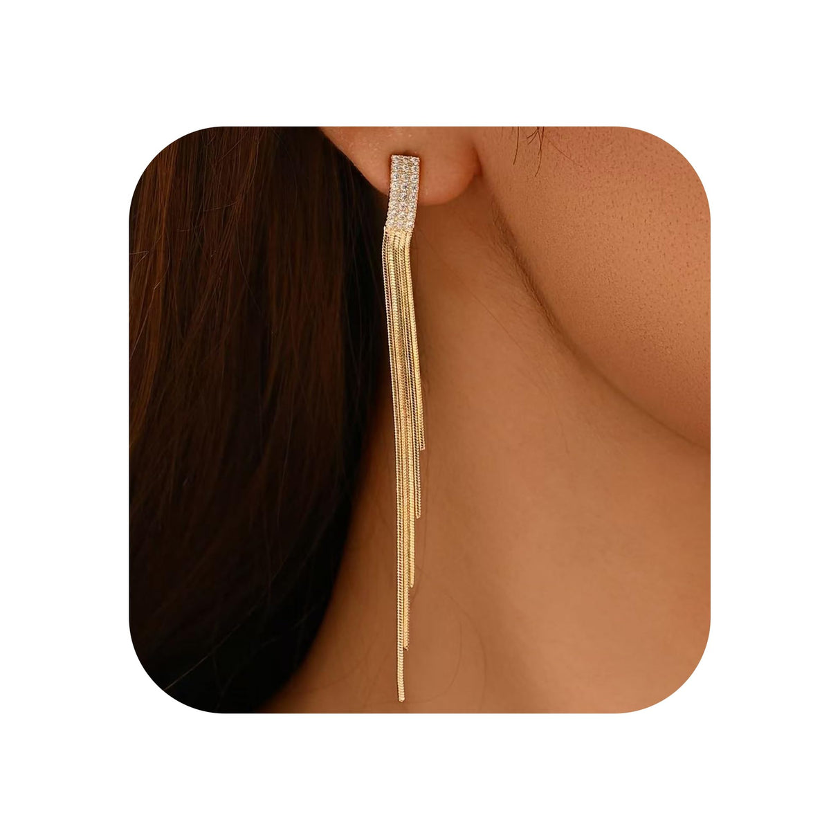 Long Dangle Earrings for Women, Tassel Chain Drop Threader Earrings