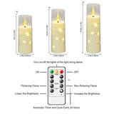 Sasigeiaa Flameless Candles with Embedded Star String - Battery Operated LED Candles, with Remote,12 Ivory Flickering Candles for Christmas, Weddings, Home Decor & Party,(D 2.3"×H 5" 6" 7")