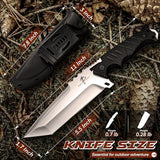 Purple Dragon Fixed Blade Knife with Kydex Sheath - D2 Steel Survival Knives for Camping, Bushcraft, Hunting - Ergonomic G10 Handle Outdoor Survival Gear Gift for Men(Black-T)