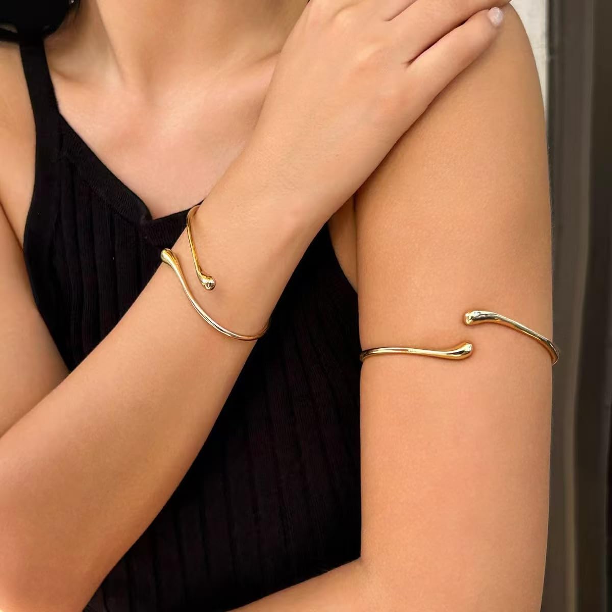 Handmade 925 Sterling Silver Bangle Bracelet for Women Men Open Adjustable Teardrop Cuff Bangles Minimalist Waterdrop Bracelets Classical Womens MenJewelry Birthday Mother's Father's Gifts for Mom Wife Lover