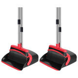 NACENA Broom and Dustpan Set, 52-in Long Adjustable Handle Broom Dustpan Combo with Dustpan Teeth to Automatically Clean Hair Suitable for Home Kitchen Office Hall Floor (Black&Red), 2 Pack