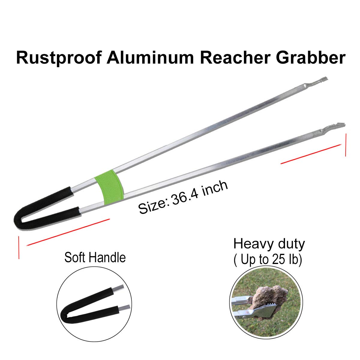 egoola Reacher Grabber Tool,Litter Pick Up Stick Lightweight Aluminium Rustproof,Trash Tong,Reaching Assist Tool for Elderly,Garden Nabber Plogging