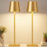 Gold Cordless Rechargeable Table Lamp, 2 Pack Portable Desk Lamp with 5000mAh Battery, Touch Control Stepless Dimming, Wireless Night Light for Dining, Outdoor Camping, Coffee Shop, Waterproof Design