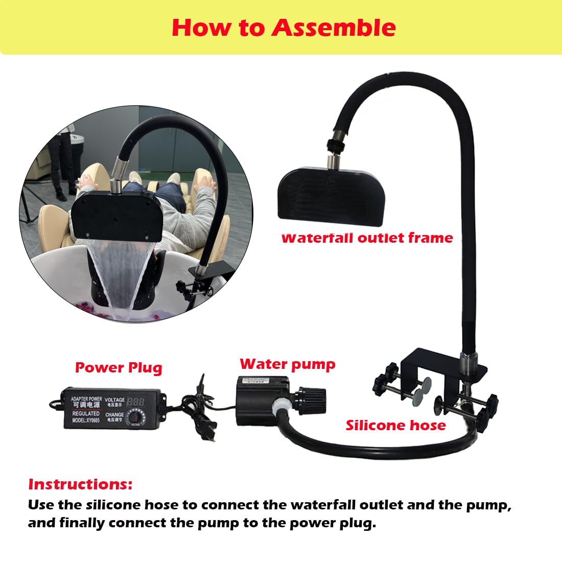 Hair Spa Head Therapy Equipment with Pumb, SPA Shower Water Circulation in The Shampoo Bowl, Head Spa Machine for Salon
