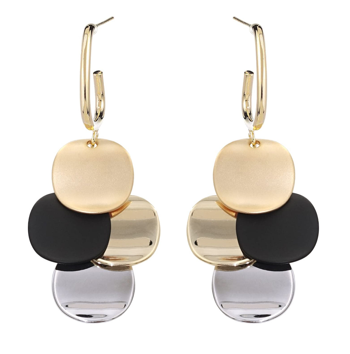 SinglinArt Black 14K Gold Plated Earrings for Women Dangle Drop Fashion Jewelry