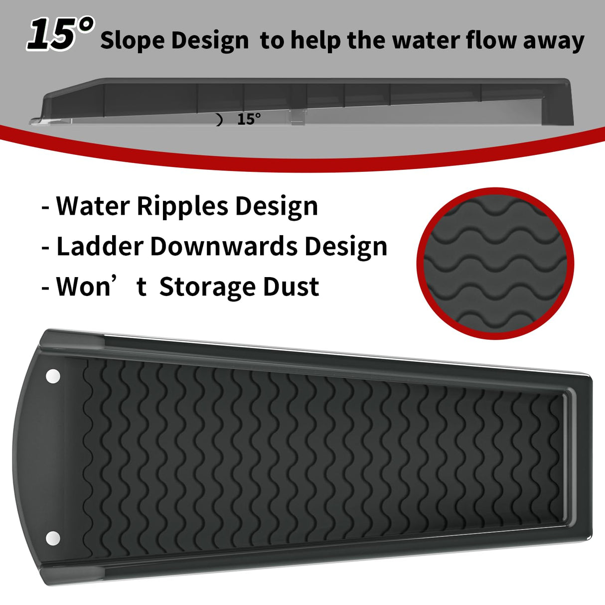 NAACOO 2 Pack Downspout Splash Block, 24" Rain Gutter Downspout Extensions/Extender with 4pc Fixing Nails, Drainage to Protect House Foundations(4 Piece|Black)