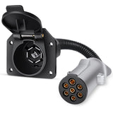 Nilight 7 Pin Round to 7 Way RV Blade Trailer Adapter Connector Wiring Harness Electric Adapter Plug Connector for Semi Truck Commercial Vehicle Pickup Tractor