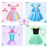 Meland Princess Dress Up for Girls - Dress Up Clothes for Little Girls with Cape, Princess Toys for Girls Age 3,4,5,6 Year Old, Christmas Birthday Gift for Toddler Girls Halloween Role Play