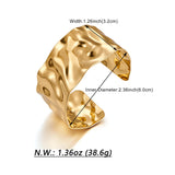WOWORAMA Hammered Gold Cuff Bracelet for Women Wide Chunky Open Cuff Bangles Vintage Statement Gold Bracelet Adjustable Thick Wrist Cuff Bracelets