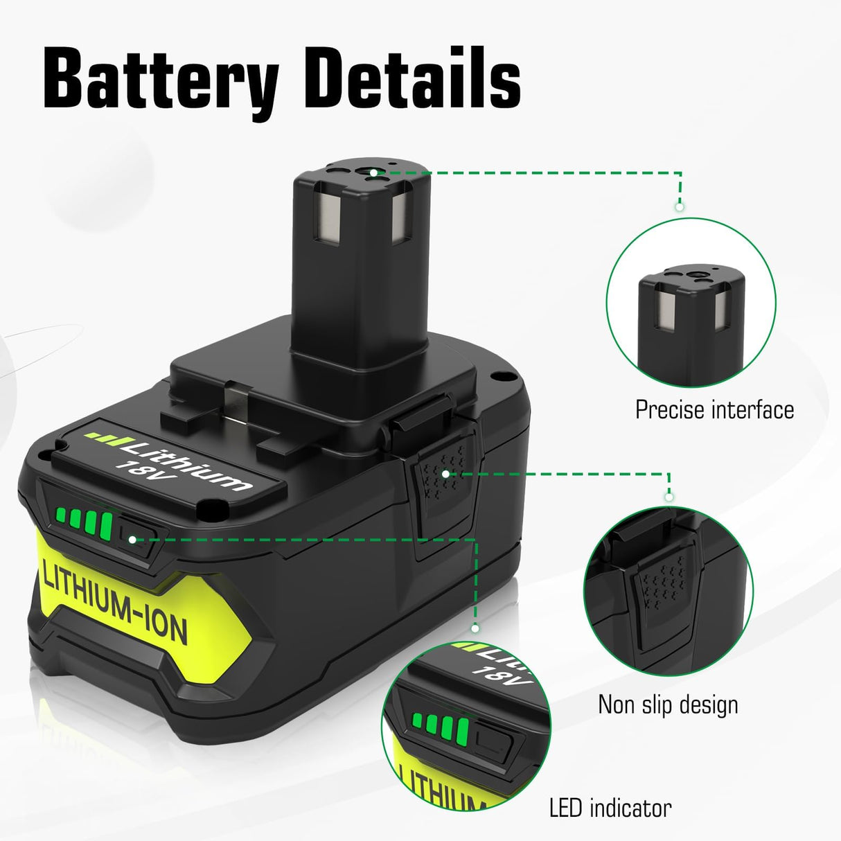 2-Pack 18V 8000mAh P108 Extended Runtime Lithium Battery Replacement for Ryobi 18V Battery Compatible with Ryobi 18 Volt Battery P102 P103 P104 P105 P107 P109 P108 P190 P122 Cordless Tools (Green)