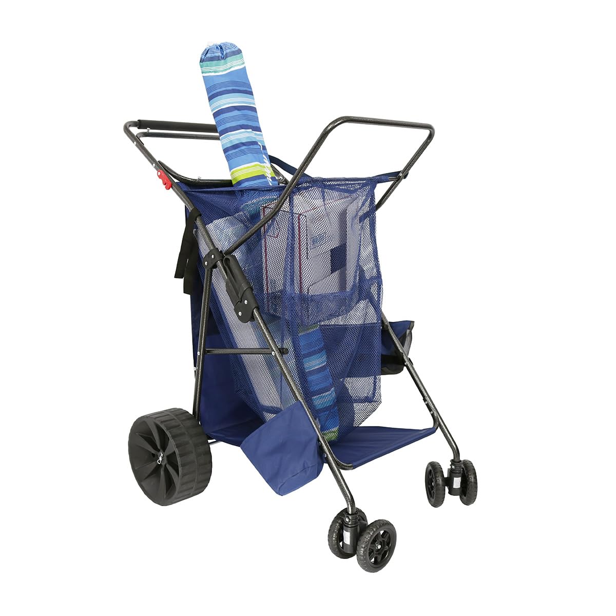 Ultimate Buggy Beach Cart with Big Wheels for Sand, Wide Wheel Wagon with Insulated Cooler Bag, Body Board and Umbrella Holder, 100 lbs Capacity