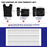Adjustable Weighted Vest Set with Arm Weights and Leg Weights, Weight Training Workout Set, Weights Jacket & Wrist Weights & Ankle Weights (Including Weights: 96-100 Steel Plates)