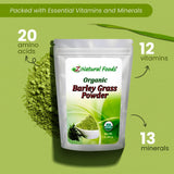 Z Natural Foods Organic Barley Grass Powder - USDA Organic Whole Food Green Blend for Energy Boost, Detox & pH Balance with Amino Acids, Minerals - Antioxidant Mix for Juice, Water, Smoothies, 1 lb