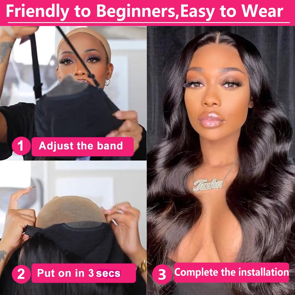 eddfine 250% Density Glueless Wigs Human Hair Pre Plucked Pre Cut 5x5 HD Lace Closure Wigs Human Hair Body Wave Lace Front Wigs Human Hair for Women Glueless Wigs Human Hair for Beginners 26 Inch