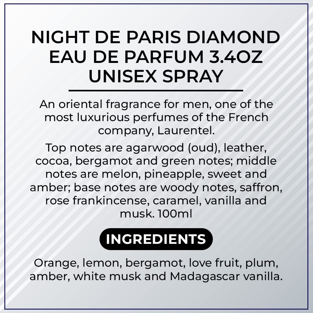 Night De Paris DIAMOND Eau De Parfum 3.4oz Unisex Spray
