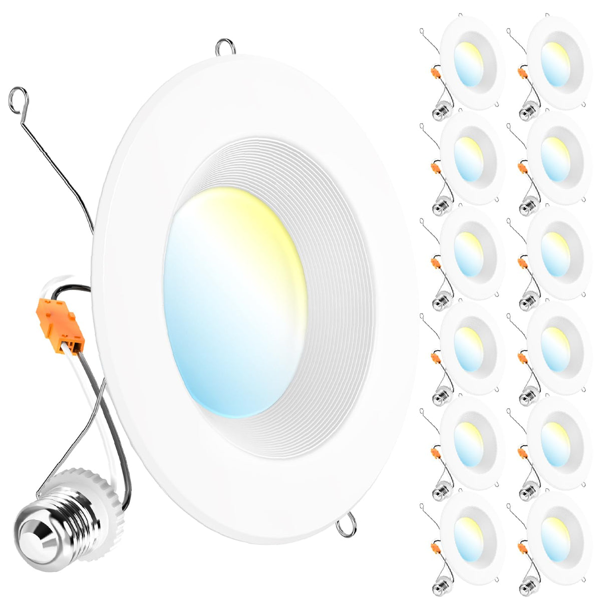 Sunco 12 Pack LED Recessed Lighting 6 Inch, Retrofit Can Lights, 965LM, 13W (100W Equivalent), Selectable CCT 2700K/3000K/3500K/4000K/5000K, Dimmable, Baffle Trim, Damp Rated UL