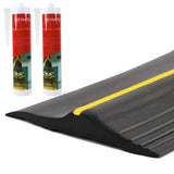 ToLanbbt 20Ft/6M Universal Garage Threshold Seal Strip with 300ml Black Sealants/Adhesives, Garage Door Bottom Weatherproof Strip Rubber DIY Weather Stripping Replacement (Black+Yellow)