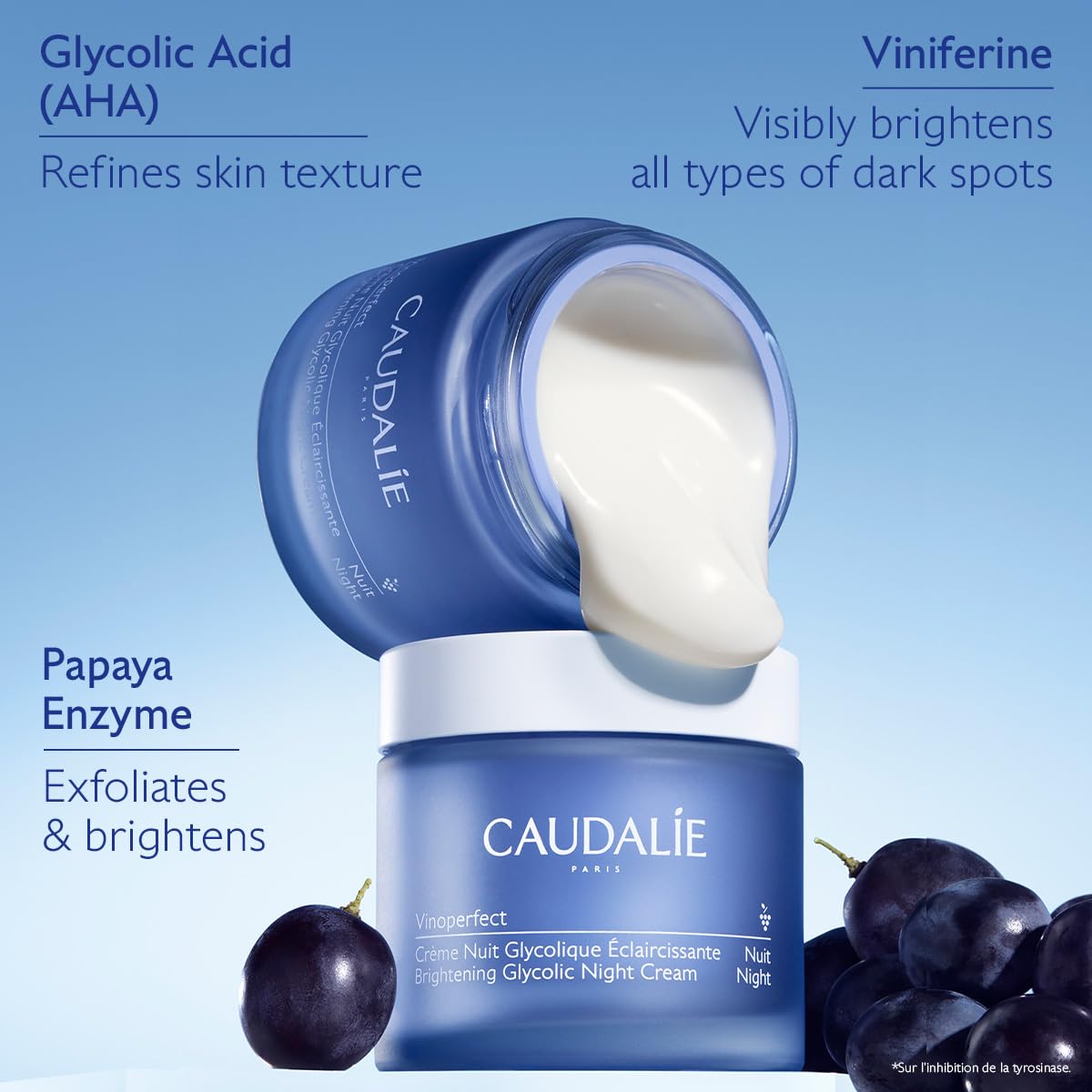 Caudalie Vinoperfect Dark Spot Brightening Glycolic Night Cream, Refillable Jar - 50 mL