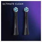 Oral-B iO Ultimate Clean Electric Toothbrush Head, Twisted & Angled Bristles for Deeper Plaque Removal, Pack of 2 Toothbrush Heads, Black