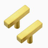 Ravinte Decor 25 Pack Gold Cabinet Knobs - Sqaure Bar Cabinet Pulls Brushed Brass Knobs for Kitchen Drawer Stainless Steel Dresser Pulls for Kitchen Hardware 2in Length Single Hole