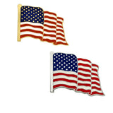 PinMart Set of 2 American Flag Lapel Pins Waving Gold colored&Nickel Plated