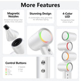 Hair Dryer, 160000 RPM Professional High-Speed Blow Dryer 500 Millions Negative Ionic Care Hair Dryer for Fast Drying, Low Noise Thermo-Control Hairdryer, Travel with Magnetic Diffuser & Nozzle, White