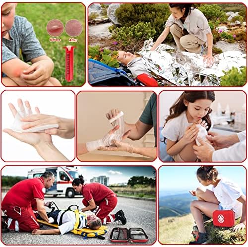 Snake Bite Kit, Bee Sting Kit, Emergency First Aid Supplies, Venom Extractor Suction Pump, Bite and Sting First Aid for Hiking, Backpacking and Camping. Includes Bonus CPR face Shield (Red)
