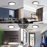 TALOYA Flush Mount LED Ceiling Light Fixture Black,12 Inch 20 Watt, Thin Ceiling Lamp Surface Mount for Kitchen Bedroom Utility Laundry Closet Room,5 Color Temperatures in One