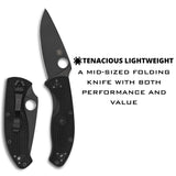 Spyderco Tenacious Lightweight Folding Pocket Knife, PlainEdge