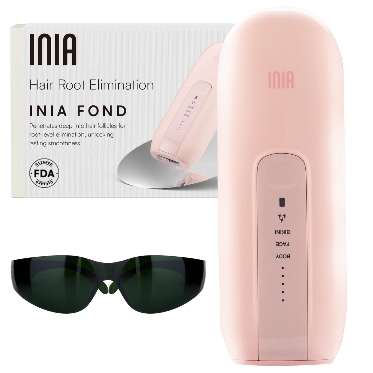 Laser Hair Removal Device for Women and Men, INIA Fond Hair Remover with Long-Lasting in Hair Reduction for Body&Face, Safe at-home Results for Armpits, Bikini and Legs
