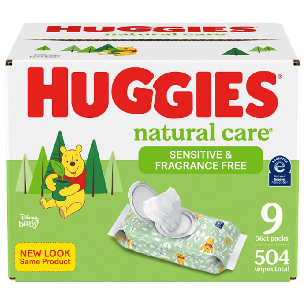 Huggies Natural Care Sensitive Baby Wipes, Unscented, Hypoallergenic, 99% Purified Water, 15 Flip-Top Packs (960 Wipes Total)