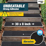 Outdoor Stair Treads Non Slip 30" x 8" - 12-Pack Weather Resistant Exterior Grip Tape for Wooden Steps - Non Slip Stair Treads - Anti Skid Strips - Waterproof 80-Grit Adhesive Treads by Thunder Grip