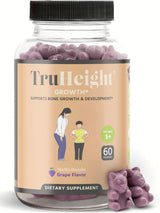 TruHeight Growth Gummies (Grape) Natural Growth & Development Supplement for Kids & Teens - Vitamin D, K, Calcium & Ashwaganda - Bone Strength Vitamins - Picky Eater Vitamin for Kids - Ages 5+