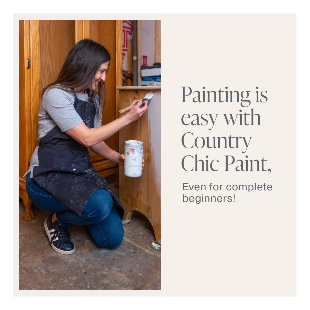 Country Chic All-in-One Chalk Paint for Furniture, Cabinets, Home Decor, Eco-Friendly, Matte Finish, Built-In Primer & Top Coat for Wood, Metal - Crinoline (Off White) - Quart 32 oz (950 ml)