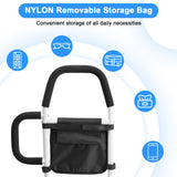 Bed Rails for Elderly Adults Safety-Bed Assist Rail with Double Grab Bars & Fall Prevention Guard & Storage Pocket Fits King, Queen, Full, Twin, Support Up to 300lbs,Height 25.6'' (Double Grab Bars)