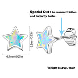 Hypoallergenic Star Girls Earrings, S925 Sterling Silver Post Fire Opal Stud Earrings For Women ARSKRO Tiny Little Small Cute Earring Jewelry Gifts for Kids Sensitive Ears