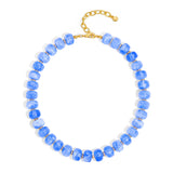 WOWORAMA Blue Beaded Necklaces for Women Light Blue Resin Beads Choker Necklace Statement Chunky Necklace Ocean Summer Vacation Jewelry