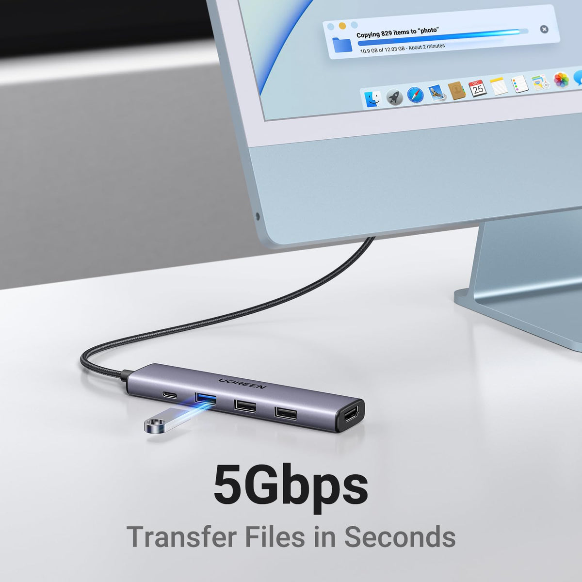 UGREEN USB C Hub 5 in 1 Multiport USB Adapter 4K HDMI, 100W Power Delivery