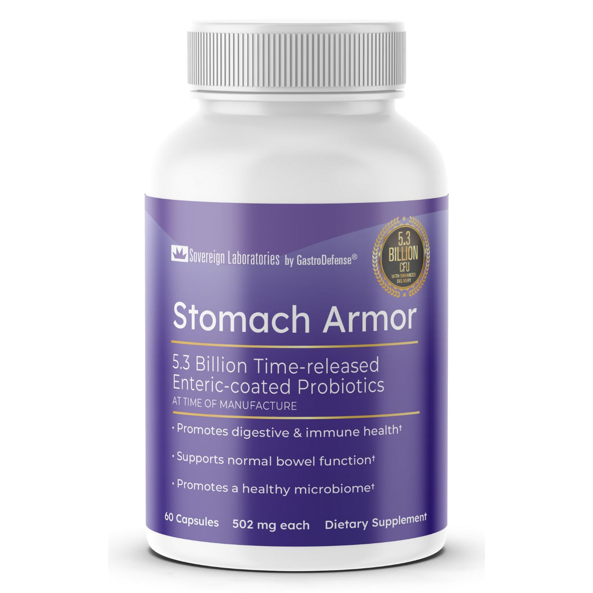 GastroDefense Stomach Armor - Shelf Stable Pre and Probiotic - Liposomal Colostrum-LD Enhanced. Beneficial Stains Colonize and Promote Gut Health, Designed for Adult Women and Men