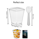 Toowood 100pcs Clear Dessert Cups with Lids and Spoons, 5.4oz Mini Dessert Cups Reusable Square Parfait Cup for Party Appertizer, Christmas