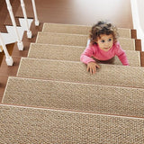 PADOOR Non Slip Stair-Treads,Rubber Backing Stair-Runners for Wooden Steps,15PCS Residue Free Carpet Stair Treads for Kids and Dogs 8"x30" Beige