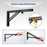 Ravinte 2 Pack 18 Inch Folding Shelf Brackets – Matte Black, Heavy Duty Collapsible Brackets for Tables and Benches – Space-Saving Design