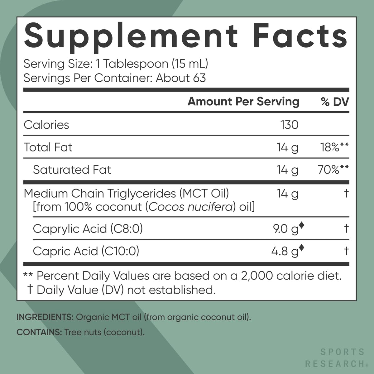 Sports Research Organic MCT Oil - Keto & Vegan MCTs C8, C10 from Coconuts - Fatty Acid Brain & Body Fuel, Non-GMO & Gluten Free - Flavorless Oil, Perfect in Coffee, Tea & Protein Shakes - 40 oz