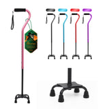 BeneCane Quad Cane Adjustable Walking Cane with Offset Soft Cushioned Handle for Men & Women Lightweight Comfortable with 4-Pronged feet for Extra Stability(Pink)