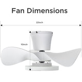 ocioc Quiet Ceiling Fan with LED Light 22 inch Large Air Volume Remote Control for Kitchen Bedroom Dining Room Patio