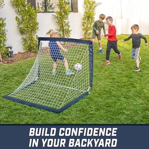 GoSports Portable Soccer Goals for Kids - 13 Color Options - Choose 4 x 3 ft or 6 x 4 ft - Team Tone Pop Up Nets for Backyard