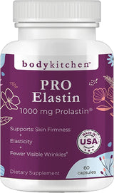 Body Kitchen Pro-Elastin, 1000 mg Elastin Supplement, Help Reduce Signs of Aging, Improved Skin Health, Firmness & Elasticity, Fewer Wrinkles, Veggie Caps, (Pack of 1)